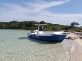 Boat belonging to Josh Buettner's company, Ambergris Seaside Realty, Ambergris Caye, Belize – Best Places In The World To Retire – International Living
