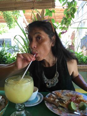 Jet Metier drinking nanches juice in Lo de Marcos, Nayarit, Mexico – Best Places In The World To Retire – International Living