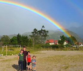 A rainbow over the Gilbert children, Volcan, Panama – Best Places In The World To Retire – International Living