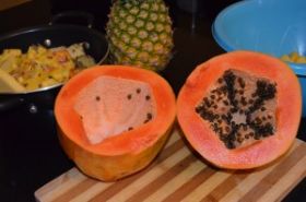 Gilbert family prepare papaya for breakfast, Volcan, near Boquete, Panama – Best Places In The World To Retire – International Living