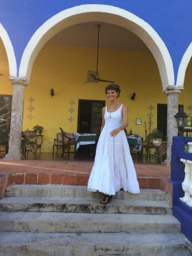 Iona Chamberlain in front of her hacienda, San Pedro Nohpat near Merida, Mexico – Best Places In The World To Retire – International Living