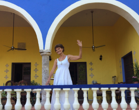 Iona Chamberlain welcoming her guests to Hacienda San Pedro Nohpat, Yucatan, Mexico – Best Places In The World To Retire – International Living