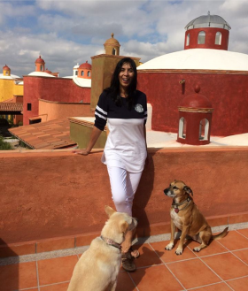 Jet Metier on rooftop mirador in Los Labradores, San Miguel de Allende