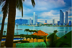 View of the Bay of Panama from Panama City, Panama